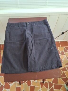 Vans Men's Black Pinstripe Flat-Front Shorts